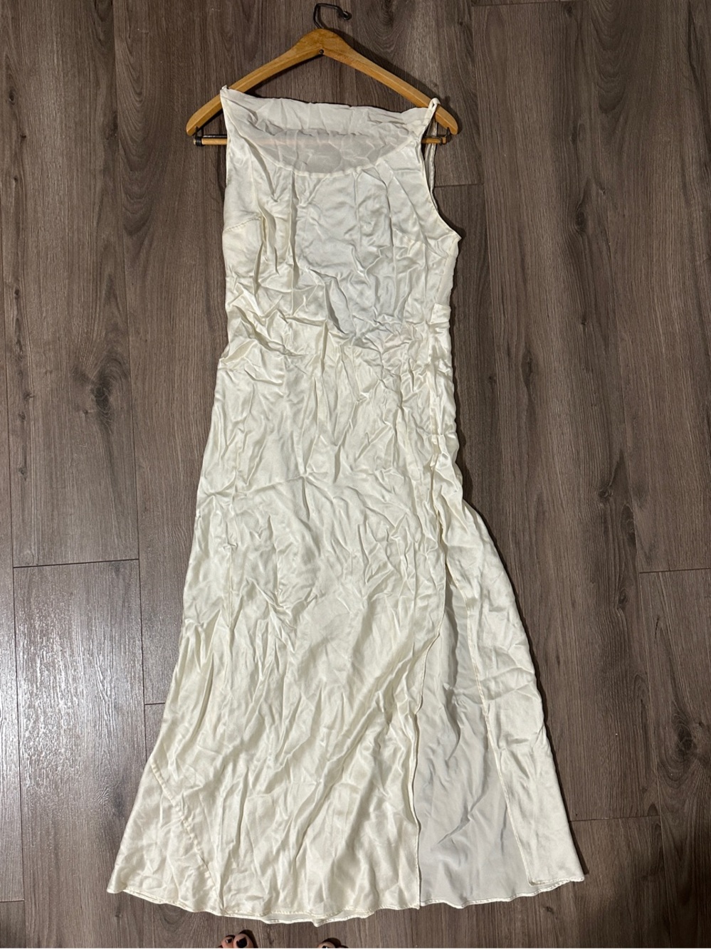 Victoria's Secret Cream Silk Dress Formal Open Back Gown Minimalist